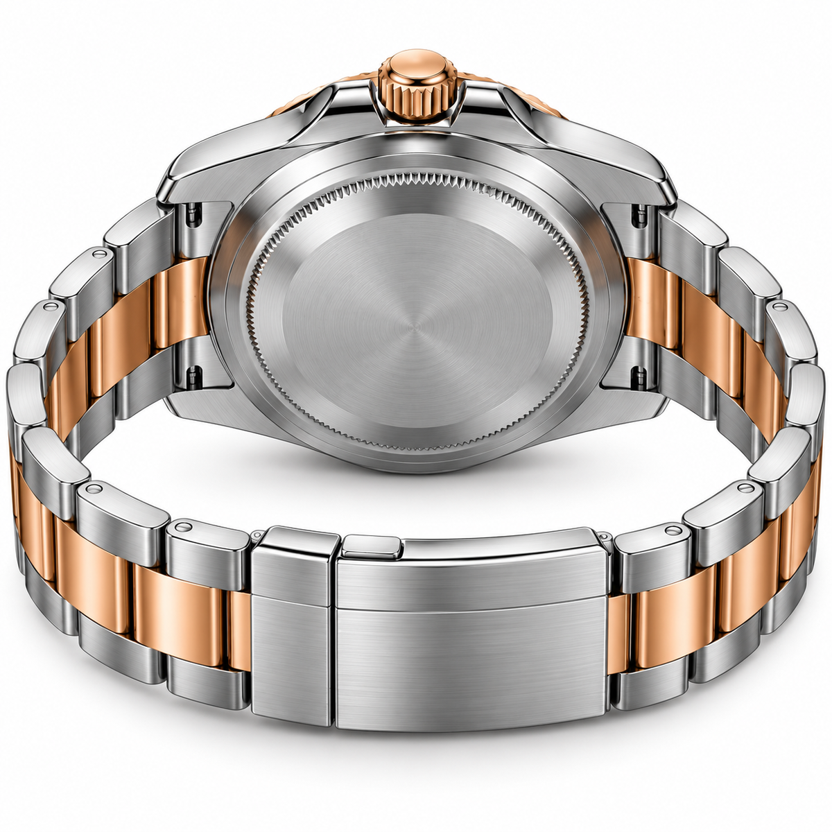 Two Tone Rose Gold Green GMT Watch