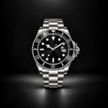 Stainless Steel Diver Black Bezel Watch