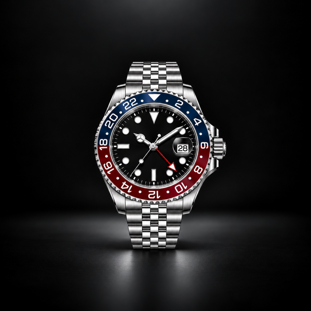 Stainless Steel GMT Red Blue Watch