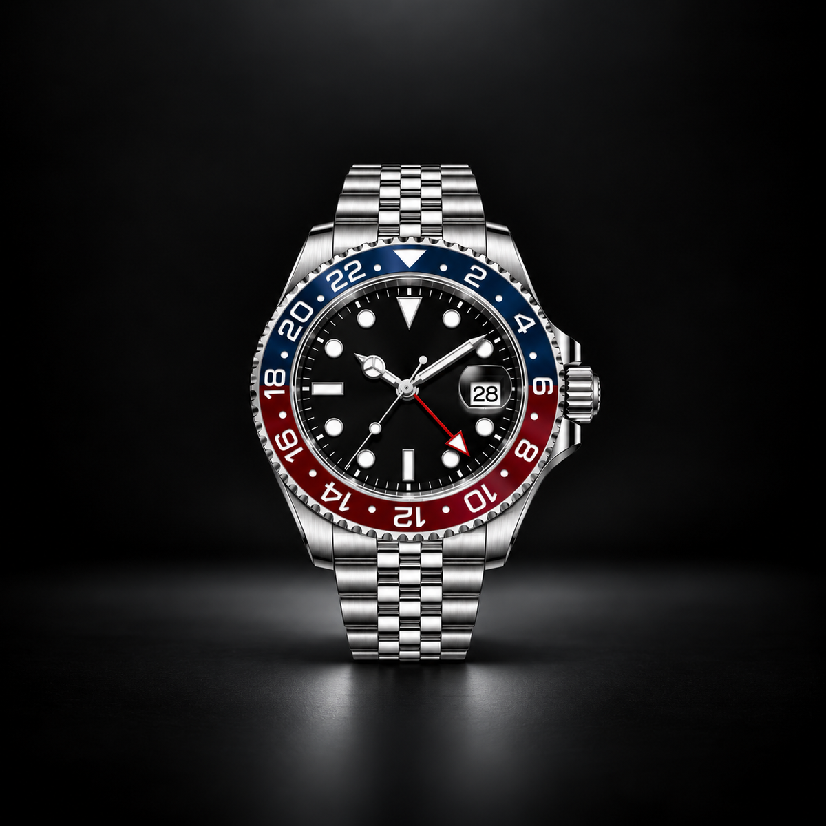 Stainless Steel GMT Red Blue Watch
