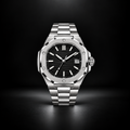Octagon Stainless Steel Black Dial Watch