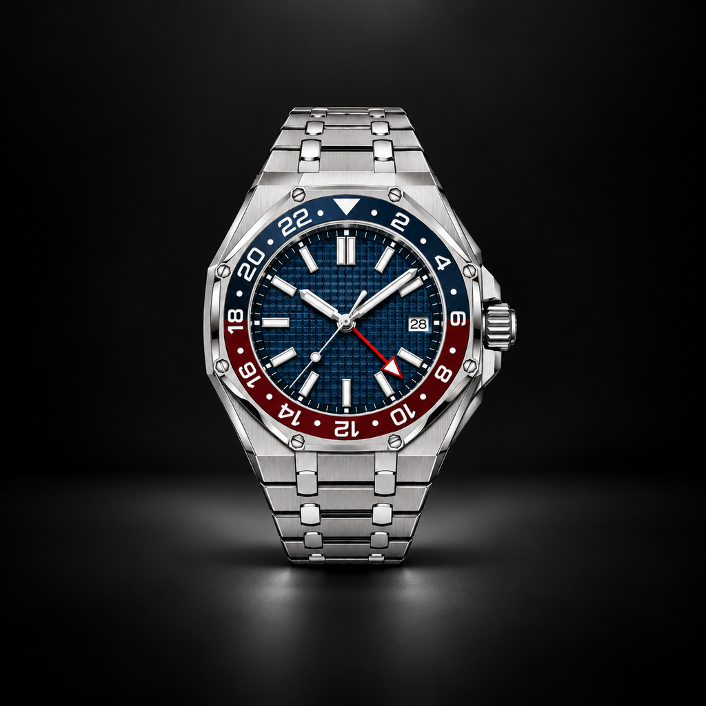 Octagon GMT Steel Blue Dial Watch