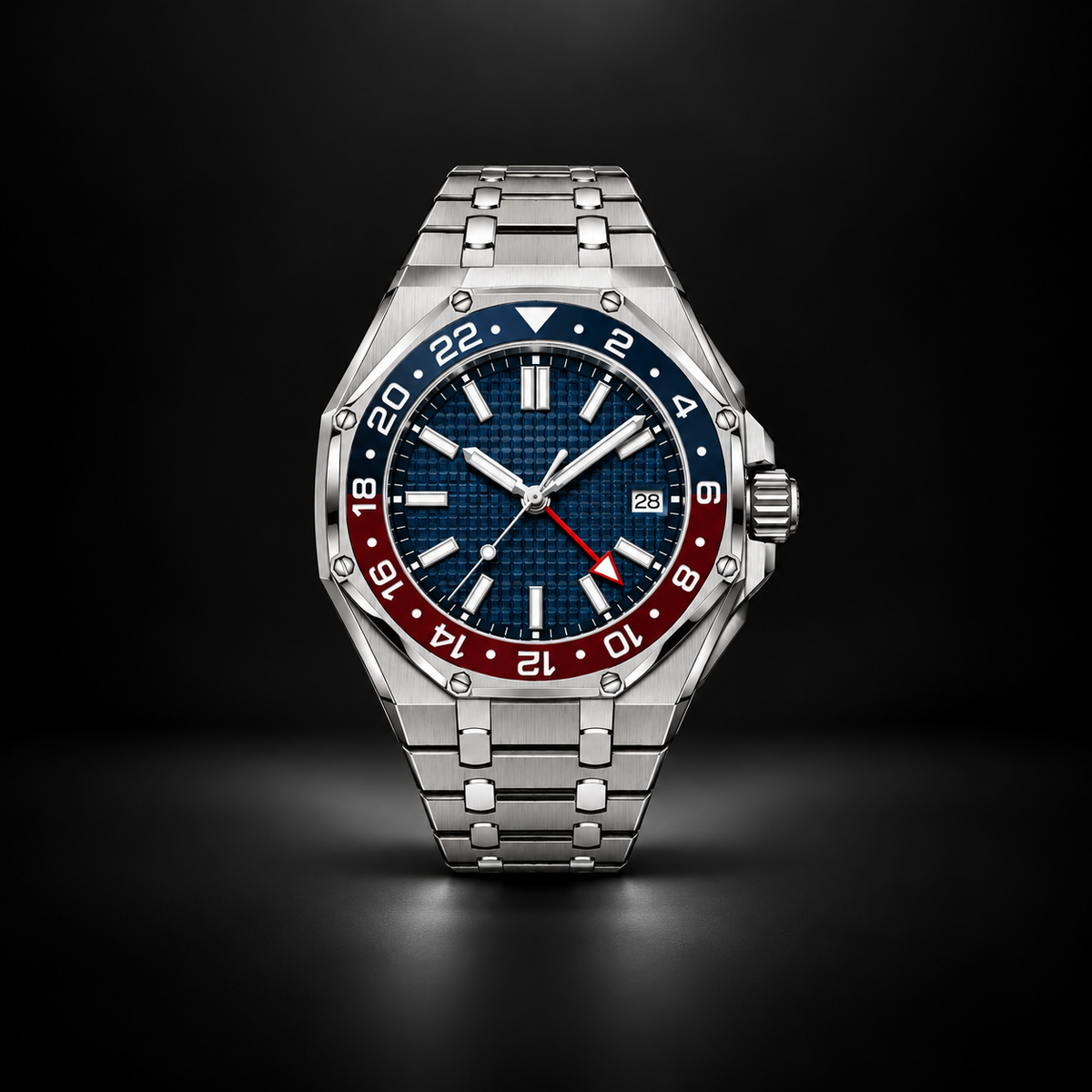 Octagon GMT Steel Blue Dial Watch