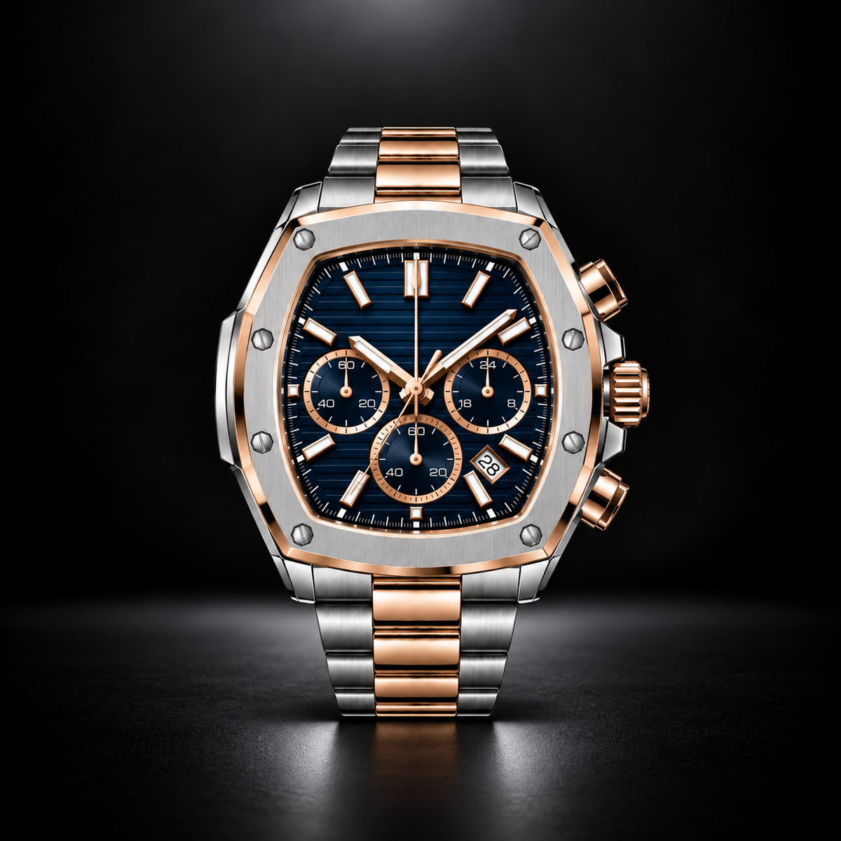 Two Tone Rose Gold Chronograph Watch